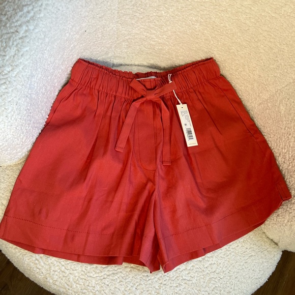 Rebecca Taylor Women Coral Linen-Blend Pajama Shorts | Extra Small - Picture 2 of 7